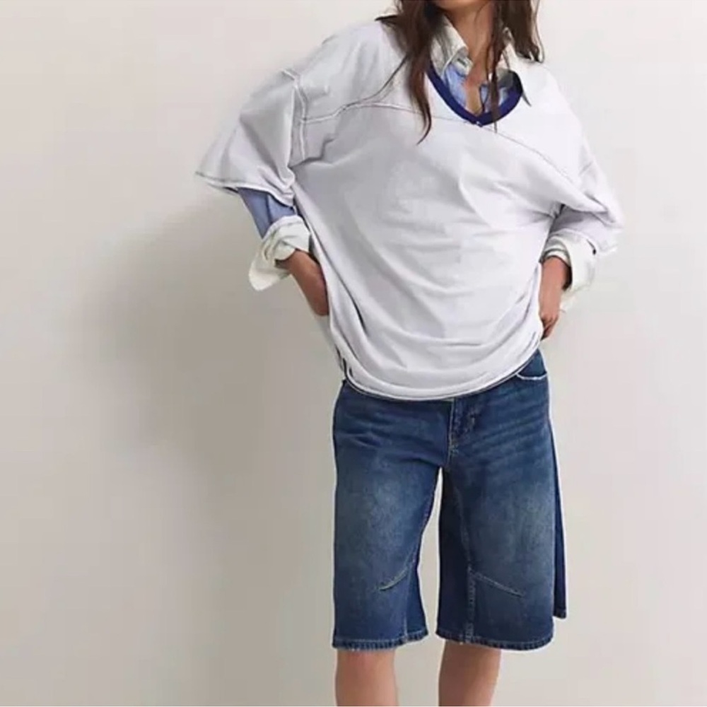 We The Free by FREE PEOPLE: “Two Way Lane” Oversized Jersey Tee|NWT